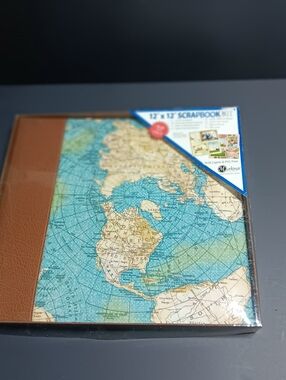 Markings by C.R. Gibson 12" x 12" Map Cover Scrapbook Kit - Teal & Brown